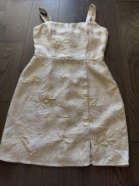 Lulu's Ivory Textured Floral Jacquard Mini Dress